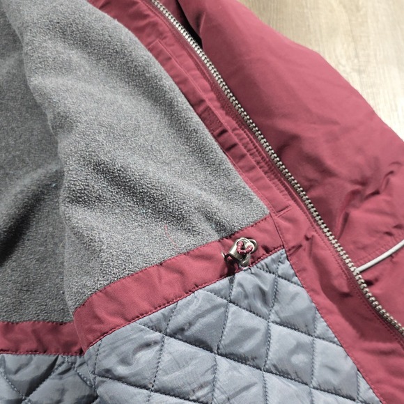LANDS END Squall Waterproof Rain Jacket Womens Small Maroon Hooded Fleece Lined - Picture 8 of 12